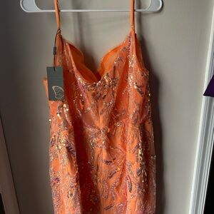 Orange Sequin Dress NWT